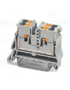 Clemă de derivație 5 mm² Clemă șir, mini format, 4 conexiuni, 2,5 mm². gri MPTD 2,5-NS 35, Phoenix Contact, 1429438 – montaj rap