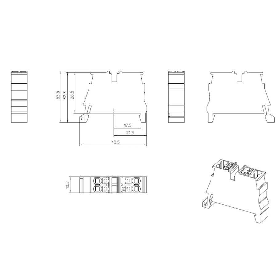 Clemă de derivație 5 mm² Clemă șir, mini format, 4 conexiuni, 2,5 mm². gri MPTD 2,5-NS 35, Phoenix Contact, 1429438 – montaj rap