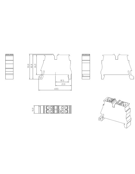 Clemă de derivație 5 mm² Clemă șir, mini format, 4 conexiuni, 2,5 mm². gri MPTD 2,5-NS 35, Phoenix Contact, 1429438 – montaj rap