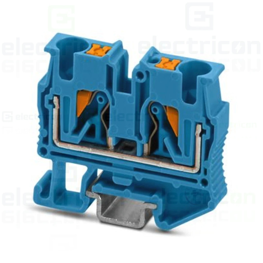 Clemă de derivație 4 mm² Clemă șir,de trecere,2 conexiuni, 4 mm². albastru, MPT 4 BU, Phoenix Contact, 3249001 – montaj rapid și