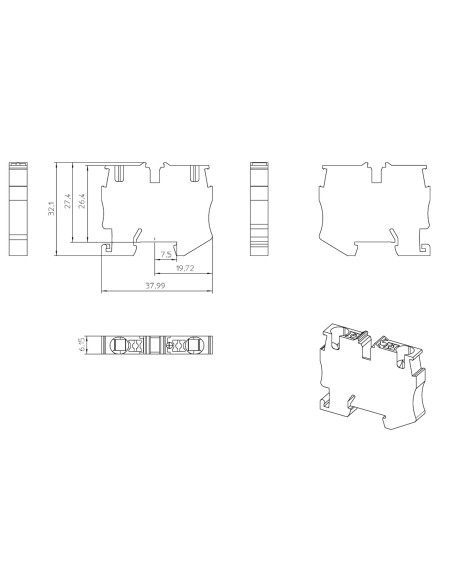 Clemă de derivație 4 mm² Clemă șir,de trecere,2 conexiuni, 4 mm². albastru, MPT 4 BU, Phoenix Contact, 3249001 – montaj rapid și