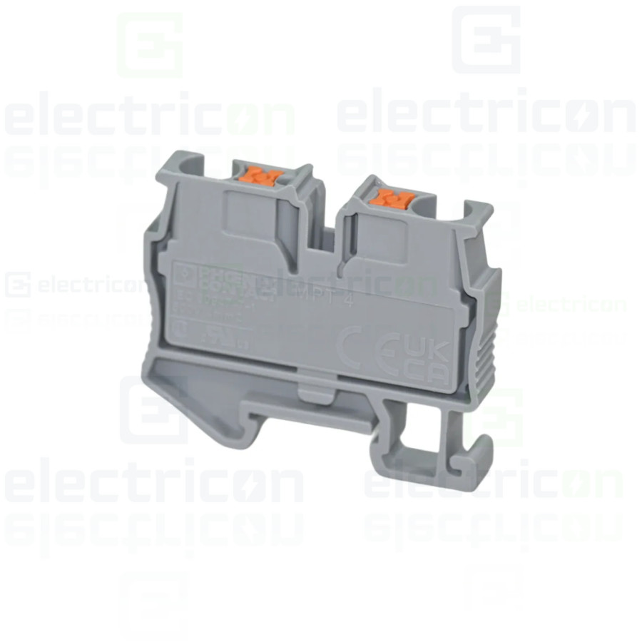 Clemă de derivație 4 mm² Clemă șir,de trecere,2 conexiuni, 4 mm². gri, MPT 4, Phoenix Contact, 3249000 – montaj rapid și sigur î