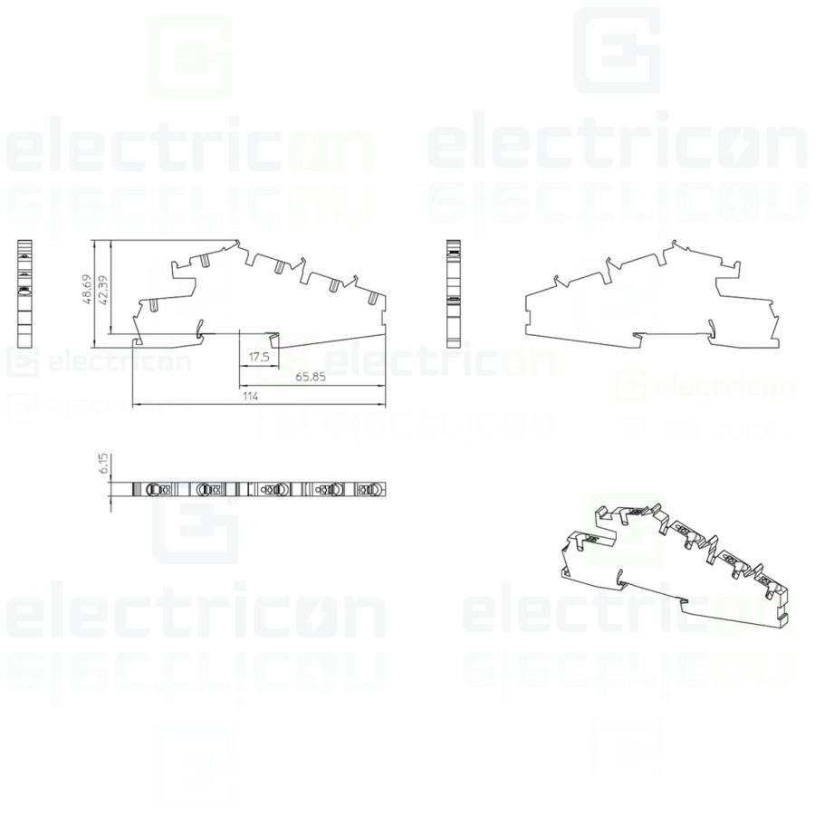 Clemă de derivație 6 mm² Clemă șir cu 3 etaje, 5 conexiuni, 0,2 - 6 mm², gri, PTI 4-PE/L/N, Phoenix Contact, 3214049 – montaj ra
