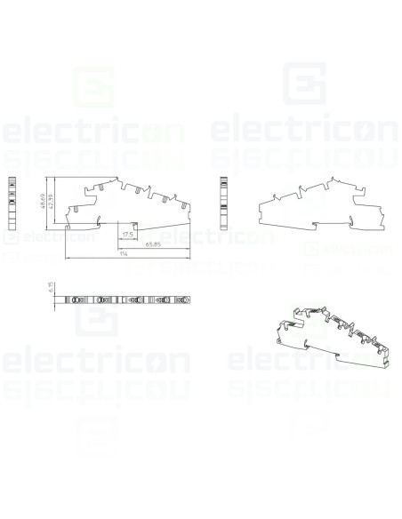 Clemă de derivație 6 mm² Clemă șir cu 3 etaje, 5 conexiuni, 0,2 - 6 mm², gri, PTI 4-PE/L/N, Phoenix Contact, 3214049 – montaj ra