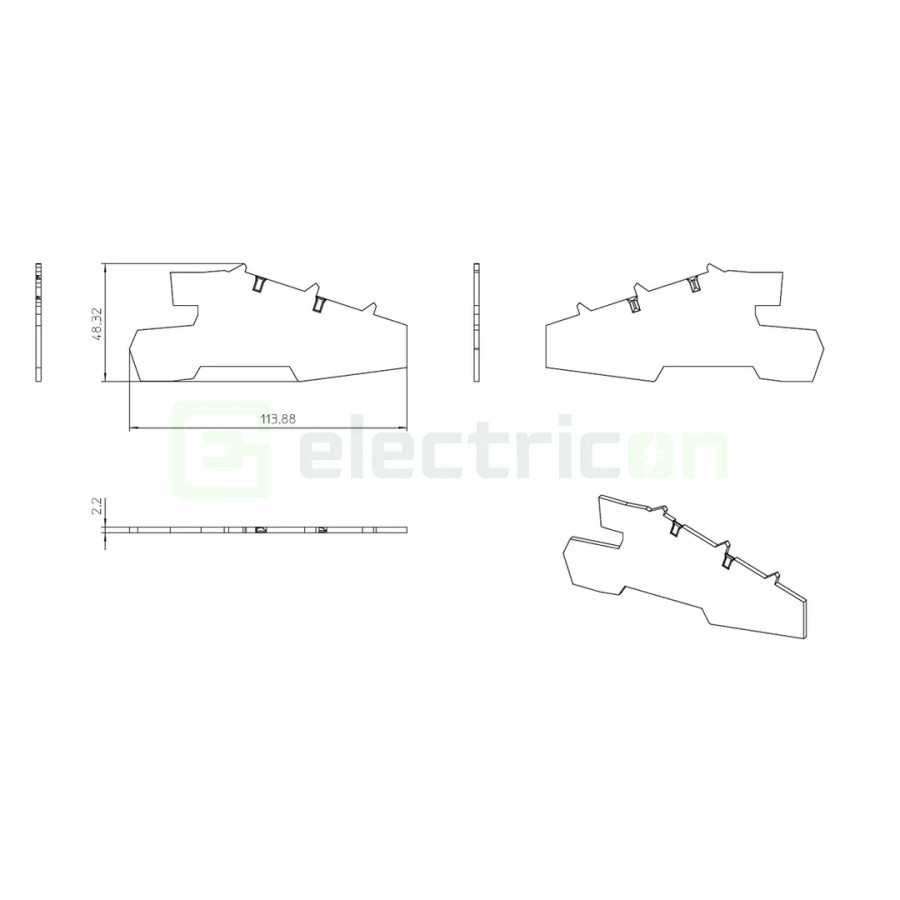 Clemă de derivație Element terminal pentru clemele șir, seria PTI, gri, D-PTI 4/3, Phoenix Contact, 3214054 – montaj rapid și si