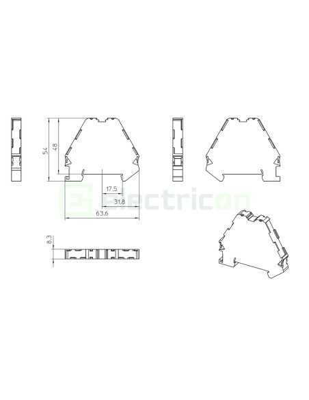 Clemă de derivație Distanțor pentru clemele șir, seria PTRVB, cu 4 etaje, gri, DP-PTRV 4, Phoenix Contact, 3270163 – montaj rapi