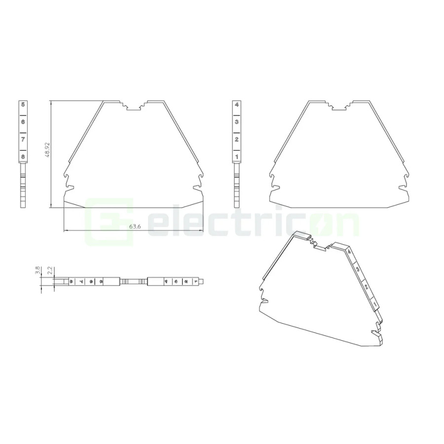 Clemă de derivație Element terminal pentru clemele șir, seria PTRV, cu 4 etaje, alb, DP-PTRV 4 WH 1-8, Phoenix Contact, 1117529 