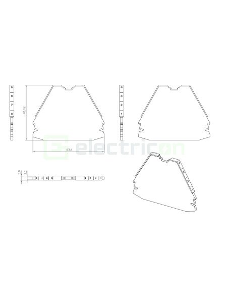 Clemă de derivație Element terminal pentru clemele șir, seria PTRV, cu 4 etaje, alb, DP-PTRV 4 WH 1-8, Phoenix Contact, 1117529 
