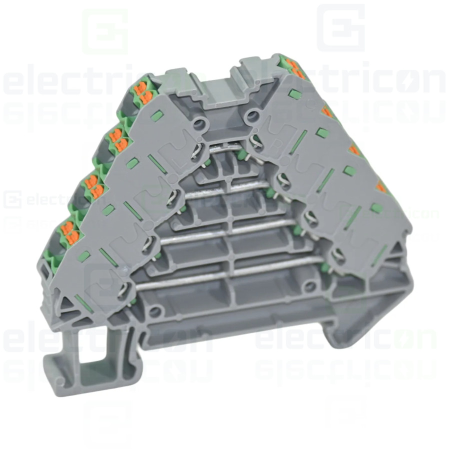 Clemă de derivație 5 mm² Clemă șir cu 4 etaje, 16 conexiuni, 0,14 - 2,5 mm², verde, PTRV 4/GN, Phoenix Contact, 3270122 – montaj