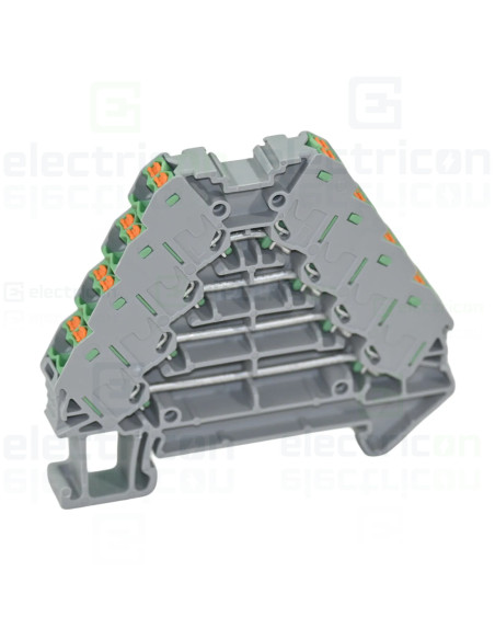 Clemă de derivație 5 mm² Clemă șir cu 4 etaje, 16 conexiuni, 0,14 - 2,5 mm², verde, PTRV 4/GN, Phoenix Contact, 3270122 – montaj
