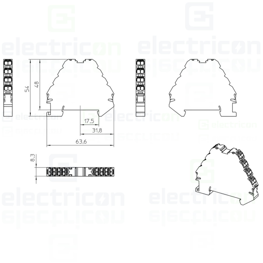 Clemă de derivație 5 mm² Clemă șir cu 4 etaje, 16 conexiuni, 0,14 - 2,5 mm², verde, PTRV 4/GN, Phoenix Contact, 3270122 – montaj