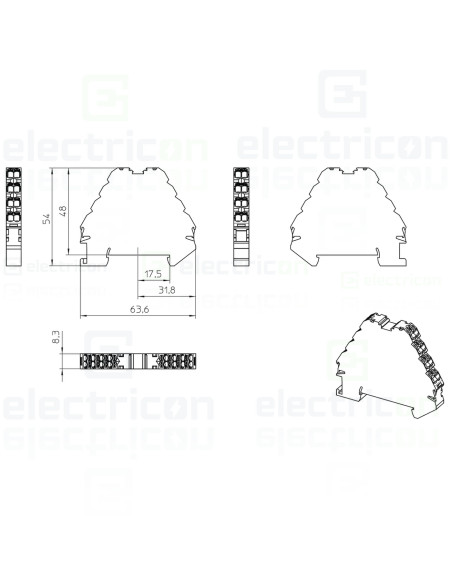 Clemă de derivație 5 mm² Clemă șir cu 4 etaje, 16 conexiuni, 0,14 - 2,5 mm², verde, PTRV 4/GN, Phoenix Contact, 3270122 – montaj
