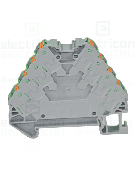 Clemă de derivație 5 mm² Clemă șir cu 4 etaje, 16 conexiuni, 0,14 - 2,5 mm², verde, PTRV 4/GN, Phoenix Contact, 3270122 – montaj