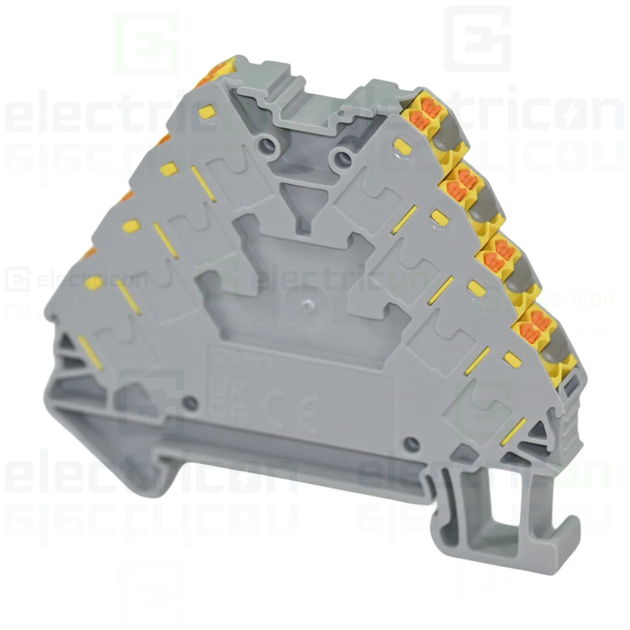 Clemă de derivație 5 mm² Clemă șir cu 4 etaje, 16 conexiuni, 0,14 - 2,5 mm², galben, PTRV 4/YE, Phoenix Contact, 3270123 – monta