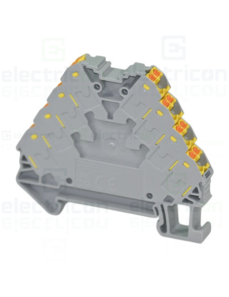 Clemă de derivație 5 mm² Clemă șir cu 4 etaje, 16 conexiuni, 0,14 - 2,5 mm², galben, PTRV 4/YE, Phoenix Contact, 3270123 – monta