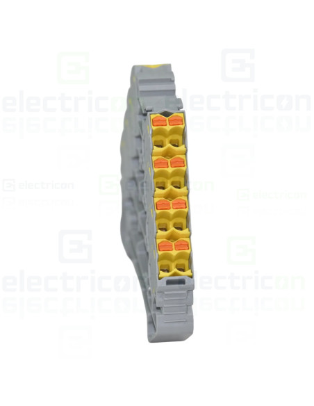 Clemă de derivație 5 mm² Clemă șir cu 4 etaje, 16 conexiuni, 0,14 - 2,5 mm², galben, PTRV 4/YE, Phoenix Contact, 3270123 – monta