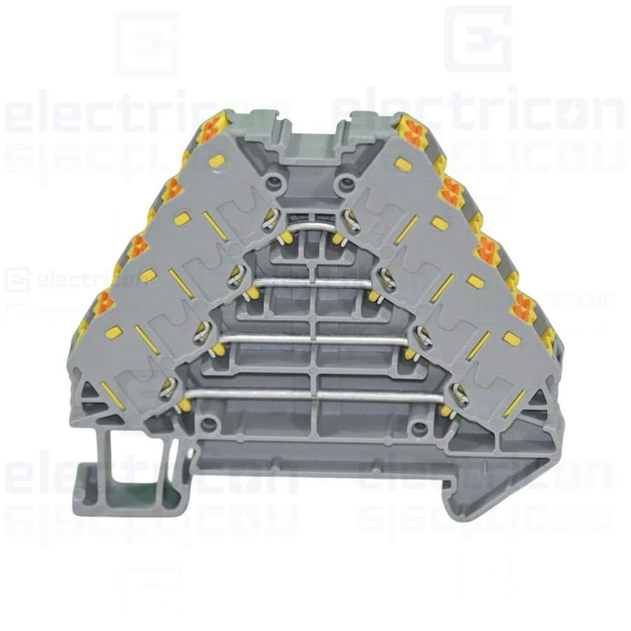 Clemă de derivație 5 mm² Clemă șir cu 4 etaje, 16 conexiuni, 0,14 - 2,5 mm², galben, PTRV 4/YE, Phoenix Contact, 3270123 – monta