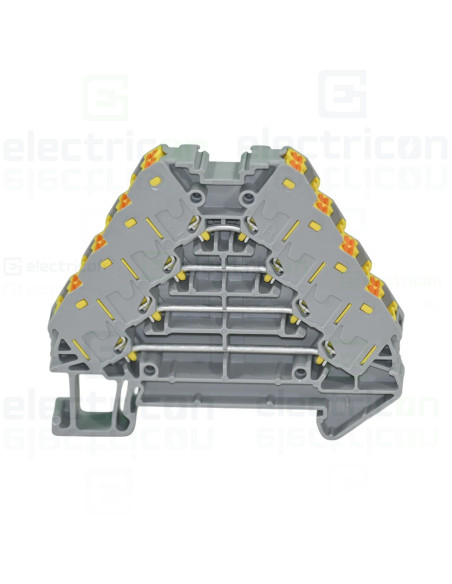 Clemă de derivație 5 mm² Clemă șir cu 4 etaje, 16 conexiuni, 0,14 - 2,5 mm², galben, PTRV 4/YE, Phoenix Contact, 3270123 – monta