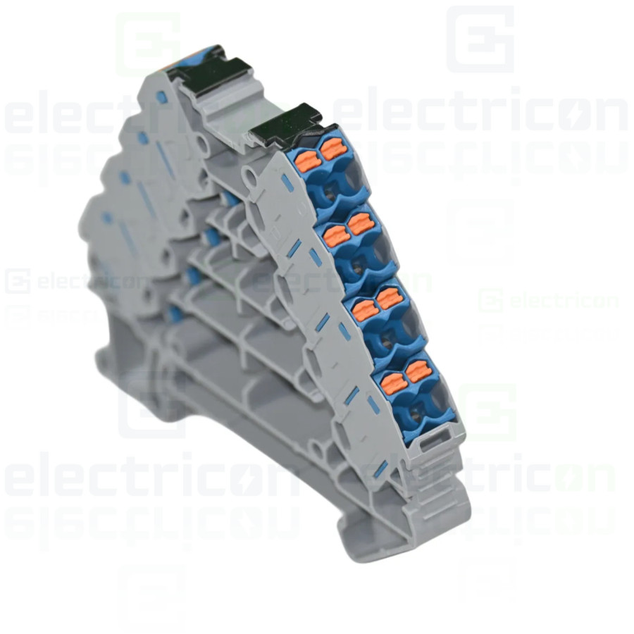Clemă de derivație 5 mm² Clemă șir cu 4 etaje, 16 conexiuni, 0,14 - 2,5 mm², albastru, PTRV 4-PV/BU, Phoenix Contact, 3270247 – 