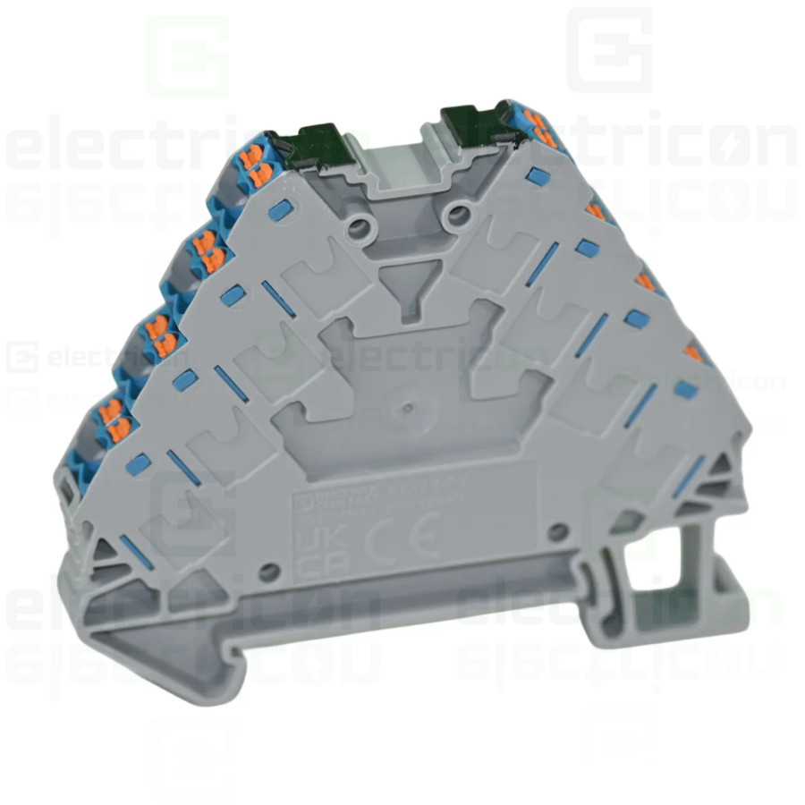 Clemă de derivație 5 mm² Clemă șir cu 4 etaje, 16 conexiuni, 0,14 - 2,5 mm², albastru, PTRV 4-PV/BU, Phoenix Contact, 3270247 – 