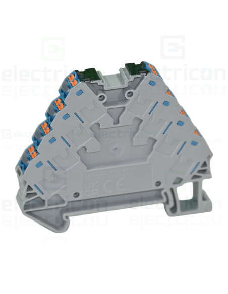 Clemă de derivație 5 mm² Clemă șir cu 4 etaje, 16 conexiuni, 0,14 - 2,5 mm², albastru, PTRV 4-PV/BU, Phoenix Contact, 3270247 – 