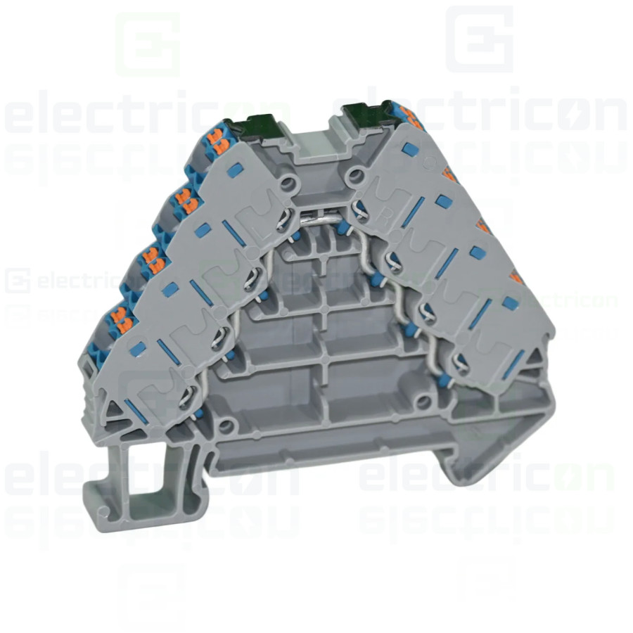 Clemă de derivație 5 mm² Clemă șir cu 4 etaje, 16 conexiuni, 0,14 - 2,5 mm², albastru, PTRV 4-PV/BU, Phoenix Contact, 3270247 – 