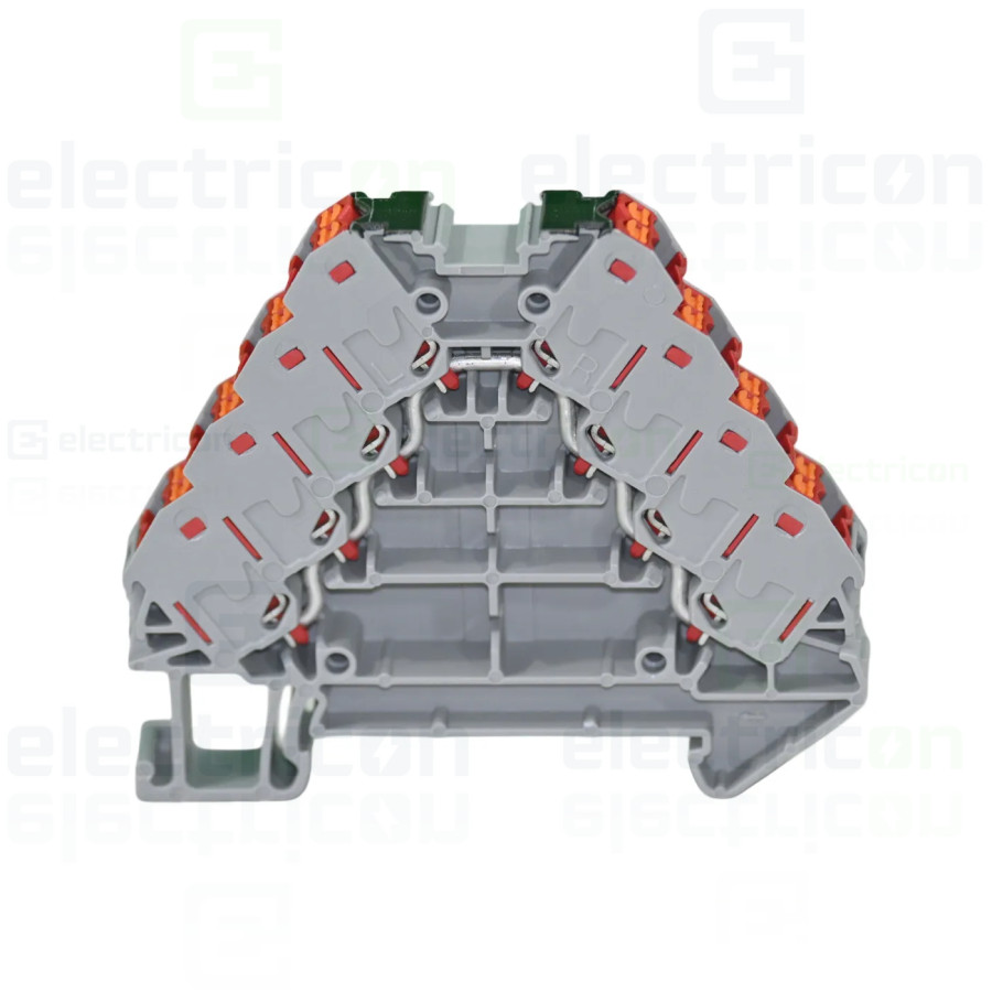 Clemă de derivație 5 mm² Clemă șir cu 4 etaje, 16 conexiuni, 0,14 - 2,5 mm², roșu, PTRV 4-PV/RD, Phoenix Contact, 3270246 – mont