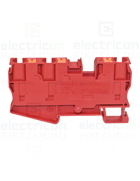 Clemă de derivație 10 mm² Clema șir, de trecere, 3 conexiuni, 10 mm²,roșu, PT 10 TWIN RD, Phoenix Contact, 1375409 – montaj rapi