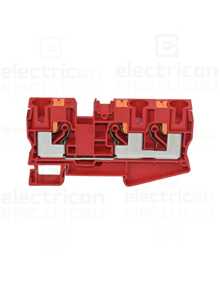 Clemă de derivație 10 mm² Clema șir, de trecere, 3 conexiuni, 10 mm²,roșu, PT 10 TWIN RD, Phoenix Contact, 1375409 – montaj rapi