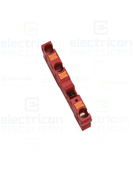 Clemă de derivație 10 mm² Clema șir, de trecere, 3 conexiuni, 10 mm²,roșu, PT 10 TWIN RD, Phoenix Contact, 1375409 – montaj rapi