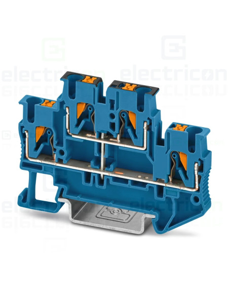 Clemă de derivație 5 mm² Clema șir, cu 2 etaje, 4 conexiuni, 2,5 mm²,albastru, PTTB 2,5-PV BU, Phoenix Contact, 3000715 – montaj