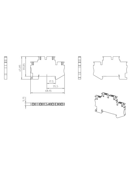 Clemă de derivație 5 mm² Clema șir, cu 2 etaje, 4 conexiuni, 2,5 mm²,albastru, PTTB 2,5-PV BU, Phoenix Contact, 3000715 – montaj
