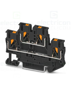 Clemă de derivație 5 mm² Clema șir, cu 2 etaje, 4 conexiuni, 2,5 mm²,negru, PTTB 2,5-BK, Phoenix Contact, 1467082 – montaj rapid