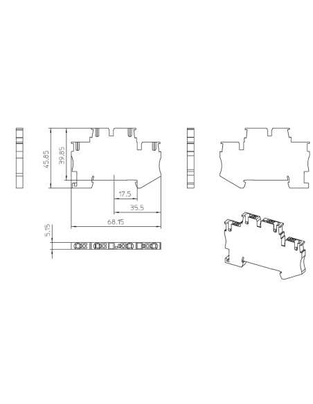 Clemă de derivație 5 mm² Clema șir, cu 2 etaje, 4 conexiuni, 2,5 mm²,negru, PTTB 2,5-BK, Phoenix Contact, 1467082 – montaj rapid