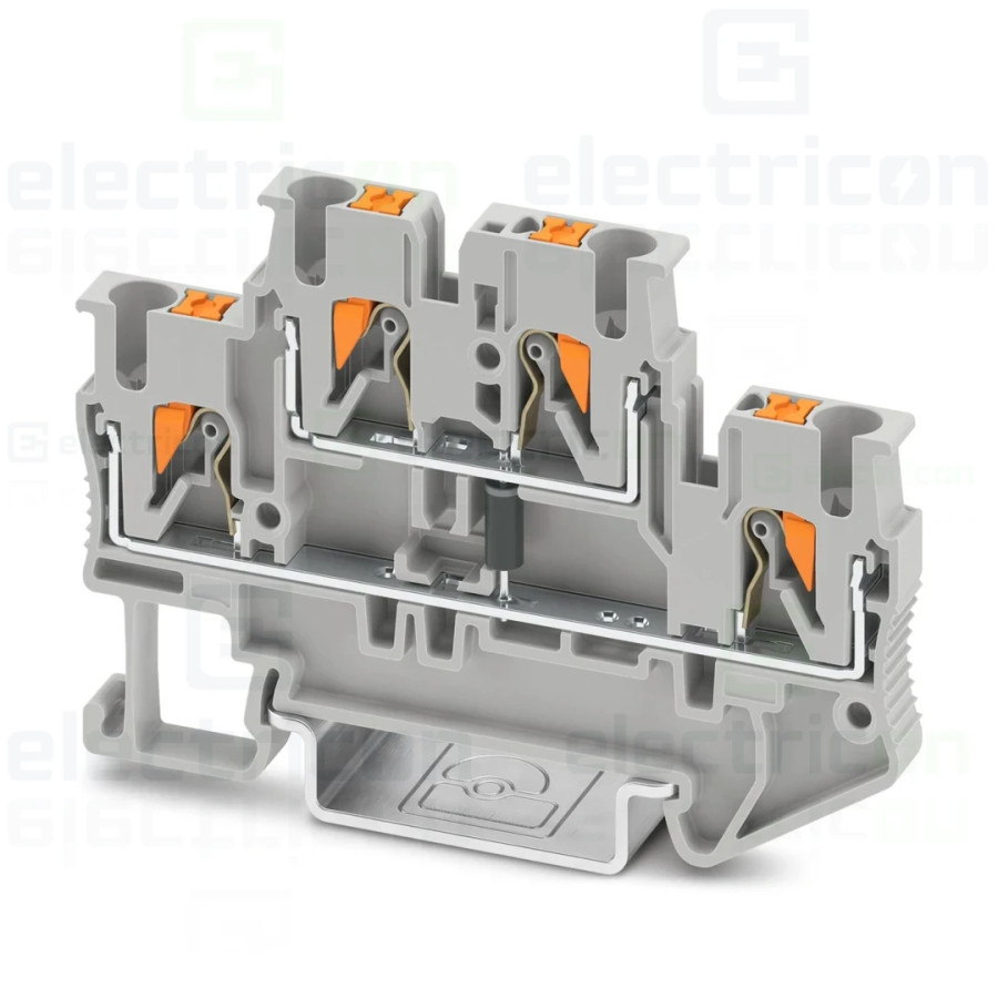 Clemă de derivație 5 mm² Clema șir, cu 2 etaje, 4 conexiuni, 2,5 mm²,gri, PTTB 2,5--DIO.1N5408K/U-O, Phoenix Contact, 1556590 – 