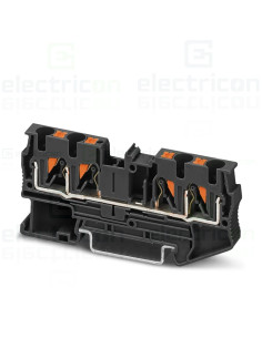 Clemă de derivație 4 mm² Clema șir, de trecere, 4 conexiuni, 4 mm²,negru, PT 4-QUATTRO BK, Phoenix Contact, 1674245 – montaj rap
