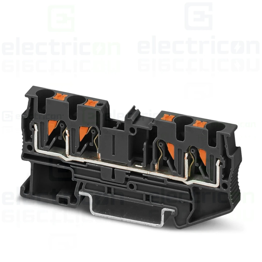Clemă de derivație 4 mm² Clema șir, de trecere, 4 conexiuni, 4 mm²,negru, PT 4-QUATTRO BK, Phoenix Contact, 1674245 – montaj rap