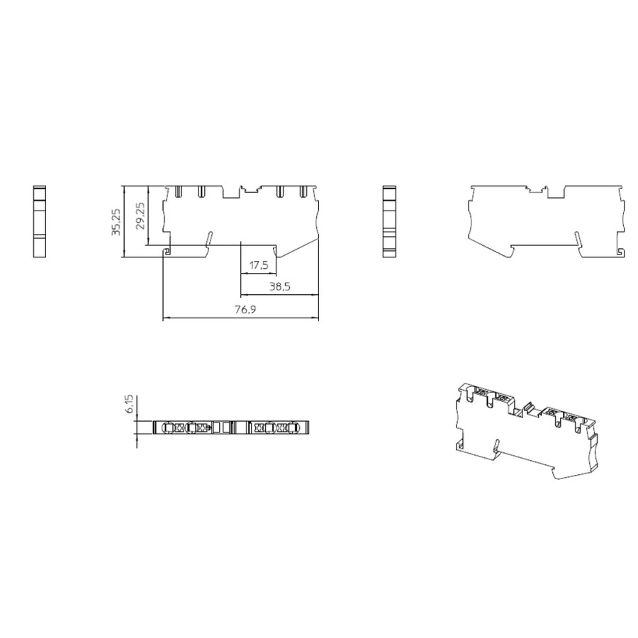 Clemă de derivație 4 mm² Clema șir, de trecere, 4 conexiuni, 4 mm²,negru, PT 4-QUATTRO BK, Phoenix Contact, 1674245 – montaj rap