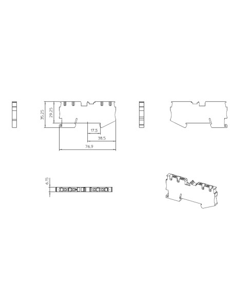 Clemă de derivație 4 mm² Clema șir, de trecere, 4 conexiuni, 4 mm²,negru, PT 4-QUATTRO BK, Phoenix Contact, 1674245 – montaj rap