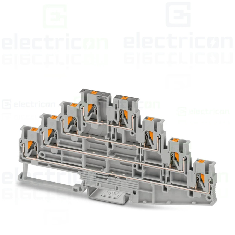 Clemă de derivație 4 mm² Clema șir, de trecere cu 4 etaje, 8 conexiuni, 0,14-4 mm²,gri, PT 2,5-4PV, Phoenix Contact, 1336411 – m