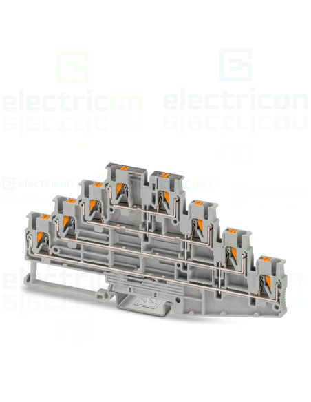 Clemă de derivație 4 mm² Clema șir, de trecere cu 4 etaje, 8 conexiuni, 0,14-4 mm²,gri, PT 2,5-4PV, Phoenix Contact, 1336411 – m