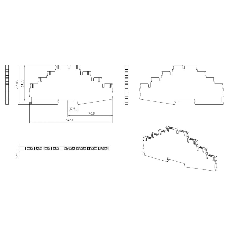 Clemă de derivație 4 mm² Clema șir, de trecere cu 4 etaje, 8 conexiuni, 0,14-4 mm²,gri, PT 2,5-4PV, Phoenix Contact, 1336411 – m