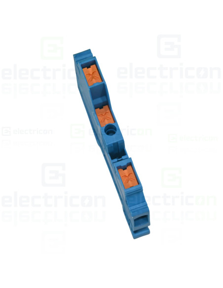 Clemă de derivație 6 mm² Clema șir, 3 conexiuni, 6 mm²,albastru, XTV 6-TWIN BU, Phoenix Contact, 1329506 – montaj rapid și sigur