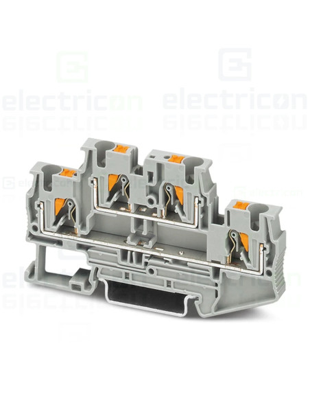 Clemă de derivație 4 mm² Clema șir, cu 2 etaje, 4 conexiuni, 0,2 - 4 mm², roșu, PTTB 4-RD, Phoenix Contact, 3211791 – montaj rap