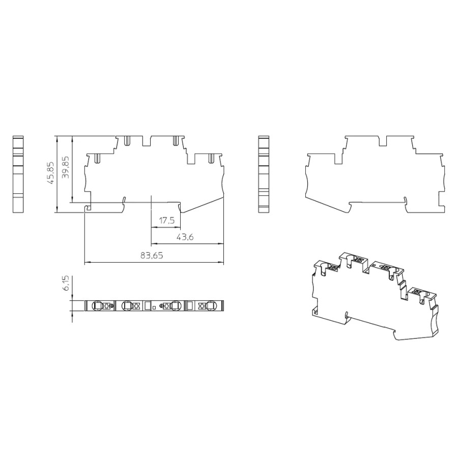 Clemă de derivație 4 mm² Clema șir, cu 2 etaje, 4 conexiuni, 0,2 - 4 mm², roșu, PTTB 4-RD, Phoenix Contact, 3211791 – montaj rap