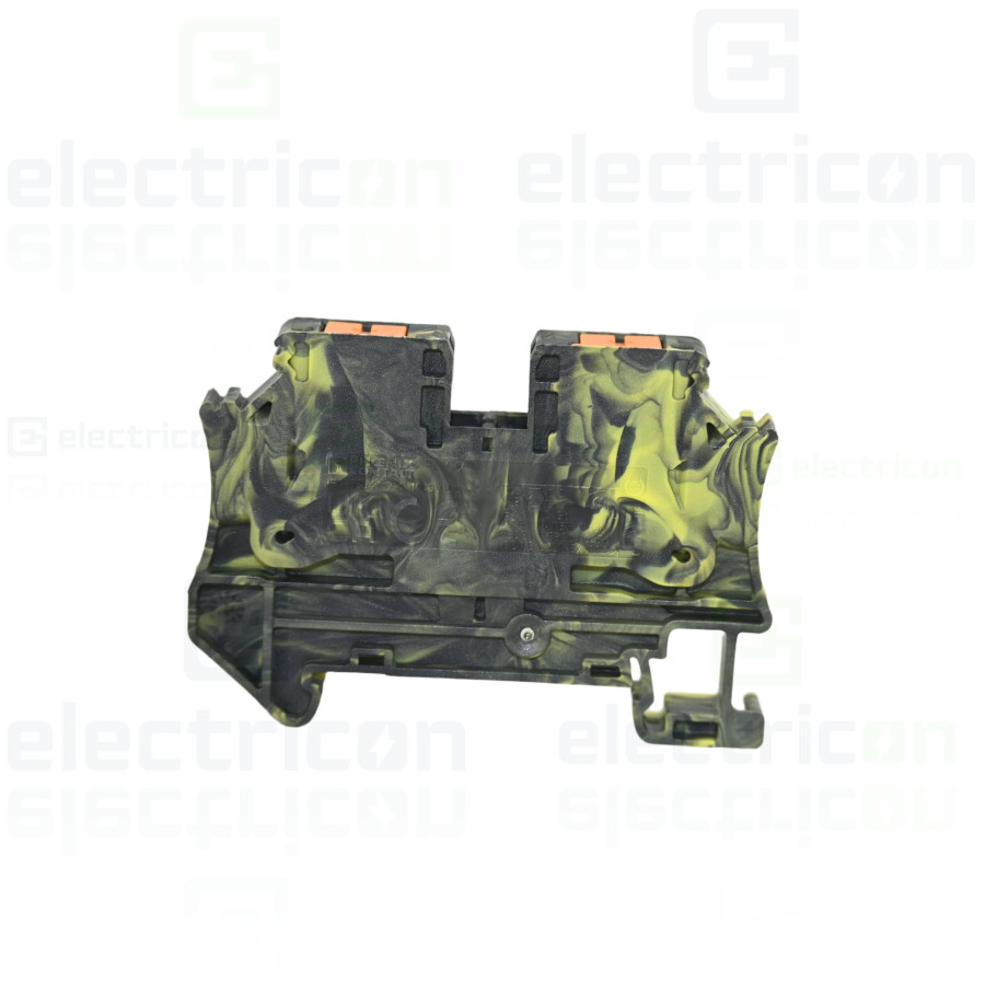 Clemă de derivație 6 mm² Clemă șir de trecere, 2 conexiuni, 6 mm², negru/galben, PTV 6 FE, Phoenix Contact, 1368024 – montaj rap