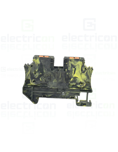 Clemă de derivație 6 mm² Clemă șir de trecere, 2 conexiuni, 6 mm², negru/galben, PTV 6 FE, Phoenix Contact, 1368024 – montaj rap