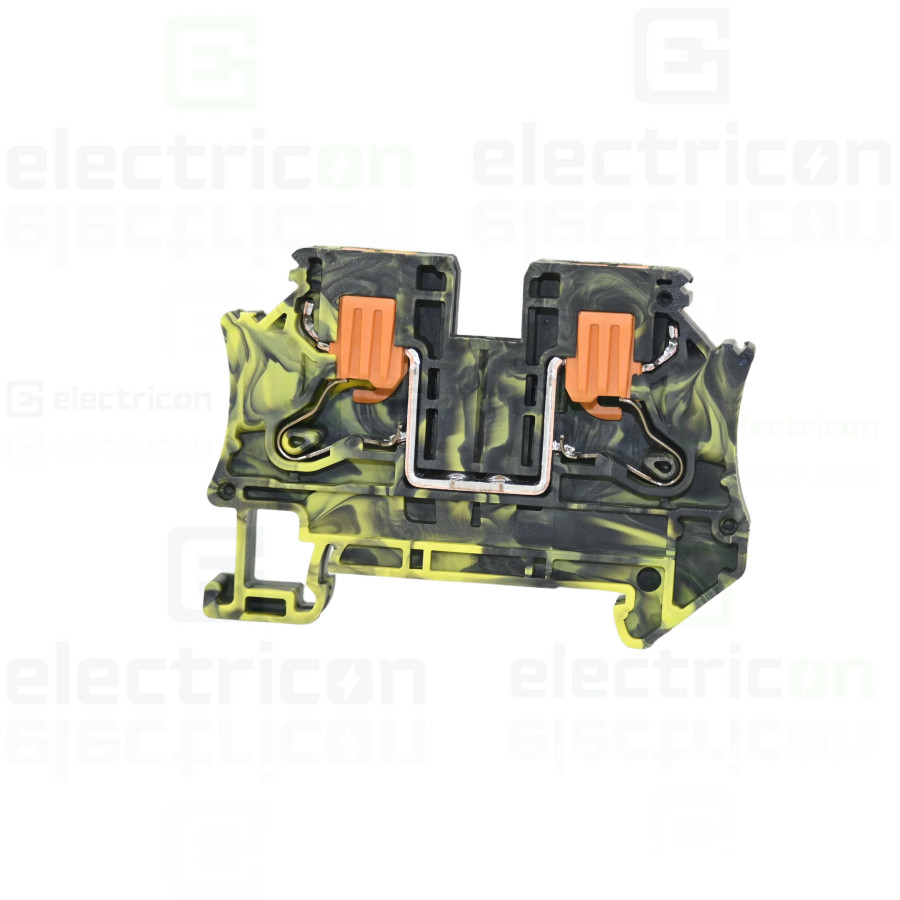 Clemă de derivație 6 mm² Clemă șir de trecere, 2 conexiuni, 6 mm², negru/galben, PTV 6 FE, Phoenix Contact, 1368024 – montaj rap