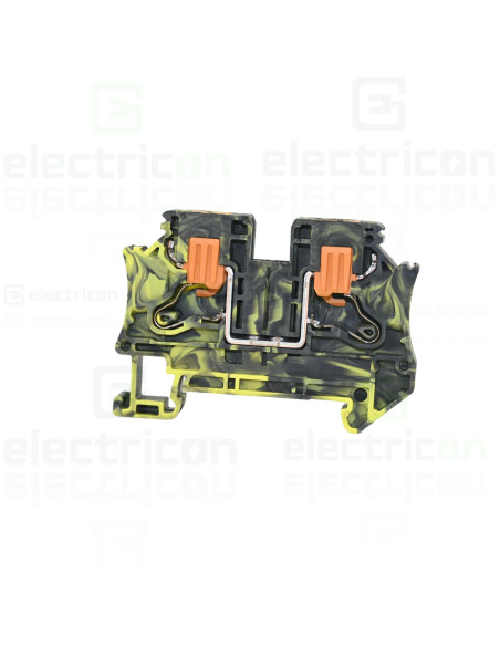 Clemă de derivație 6 mm² Clemă șir de trecere, 2 conexiuni, 6 mm², negru/galben, PTV 6 FE, Phoenix Contact, 1368024 – montaj rap