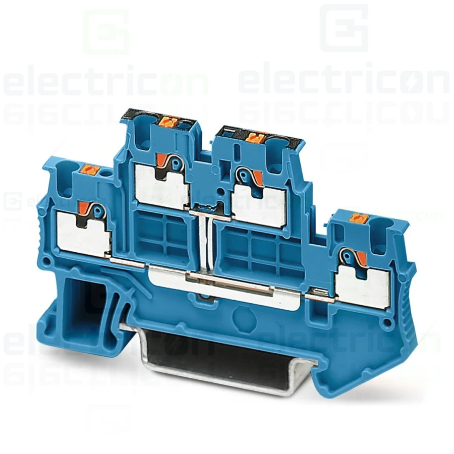Clemă de derivație 5 mm² Clema șir, cu 2 etaje, 4 conexiuni, 0,14 - 1,5 mm², albastru, PTTB 1,5/S-PV BU, Phoenix Contact, 167425